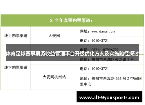 体育足球赛事票务收益管理平台升级优化方案及实施路径探讨